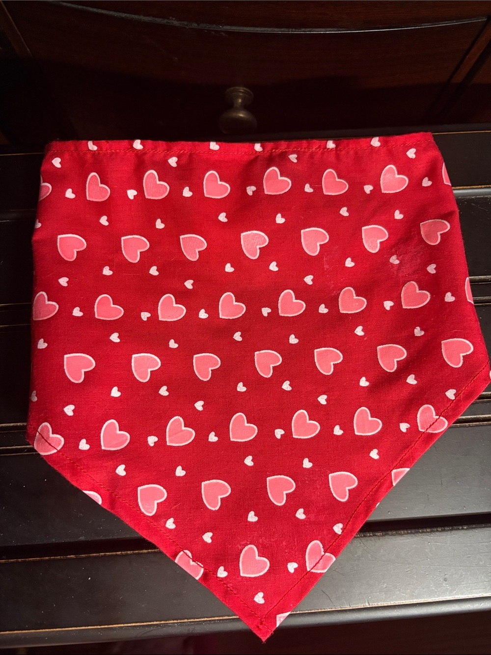 Red Heart Print Dog Bandana with Velcro Closure